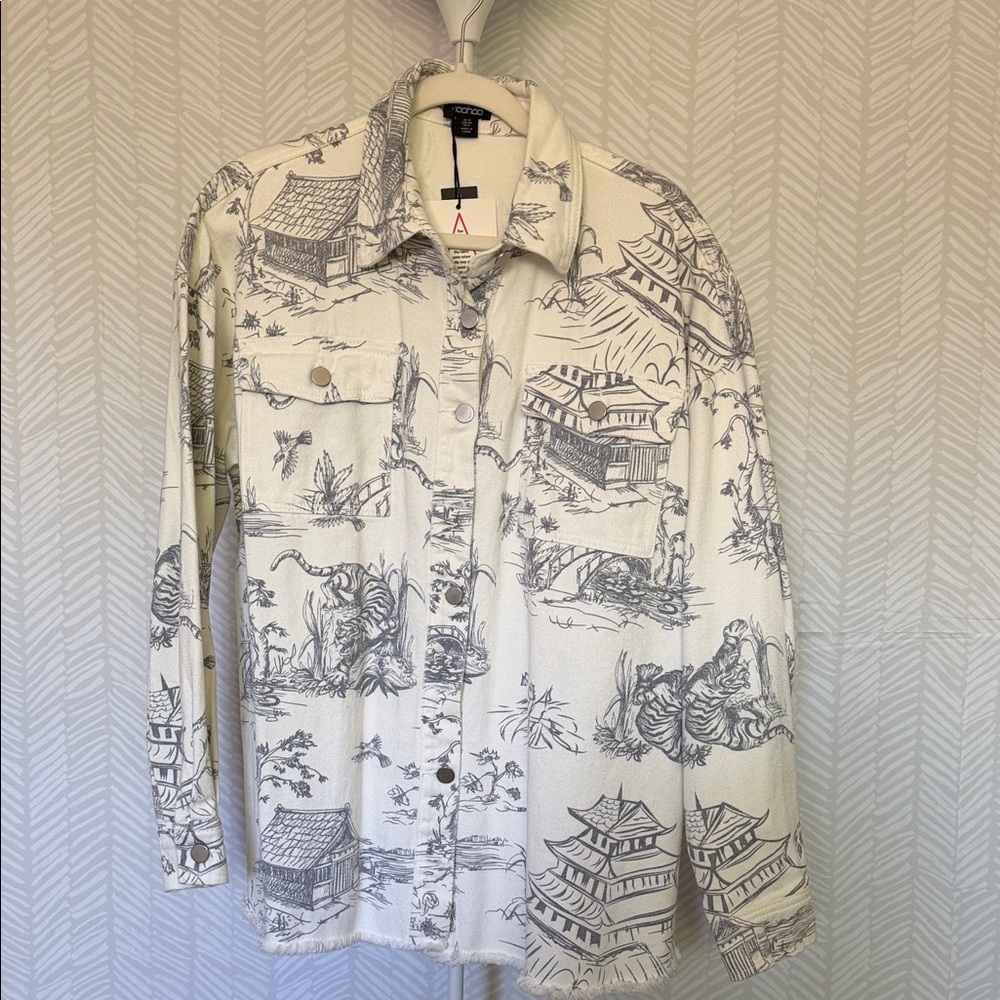 Boohoo white denim jacket